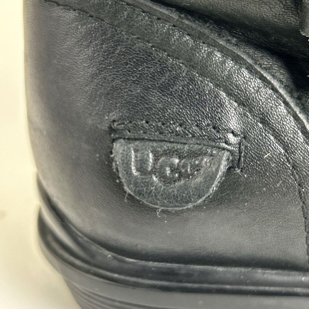 UGG Bellevue Moto Boots Women’s Sz 9 Black Leather Shearling Zip Buckle 5745 - Picture 6 of 11